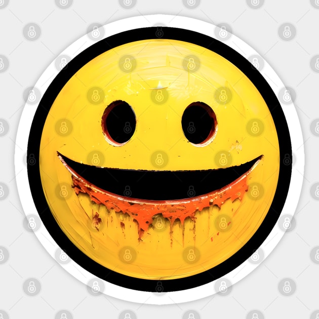 Retro Metal Hungry Smiley Face 01 Sticker by CGI Studios